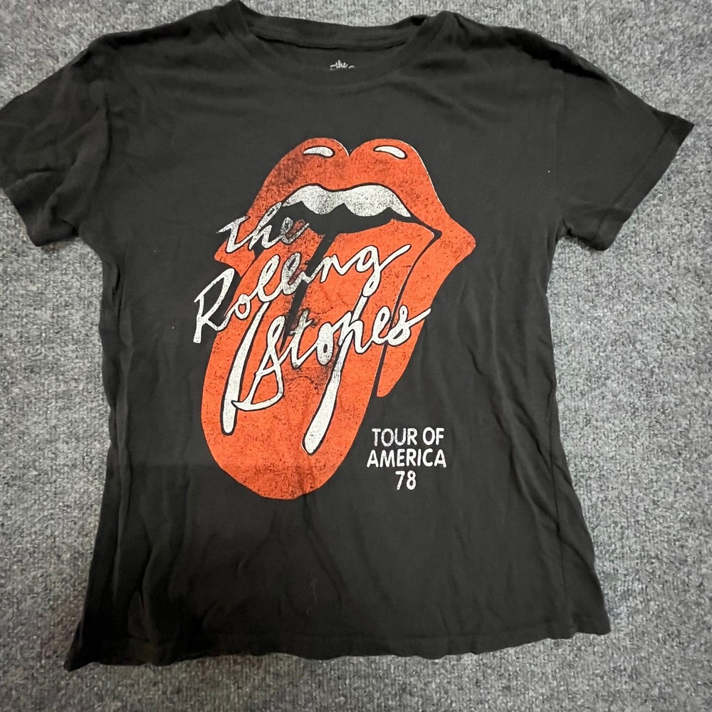 The Rolling Stones T-Shirt Womens Size S Black Tour of America Graphic Cotton